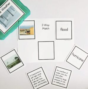 match game of extreme weather pictures, terms, and definitions to support using visuals with ELLs