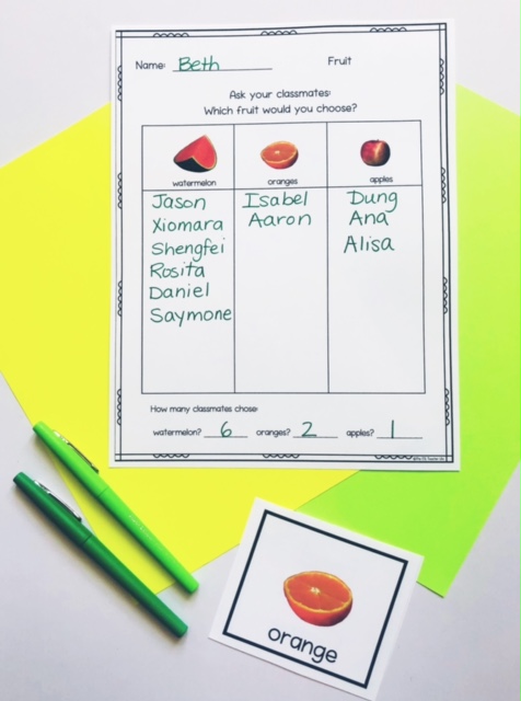 ESL speaking activities example of a food survey