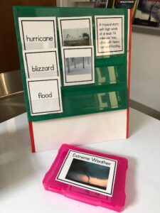 ESL must have magnetic white board easel for portable teaching shown with weather vocabulary