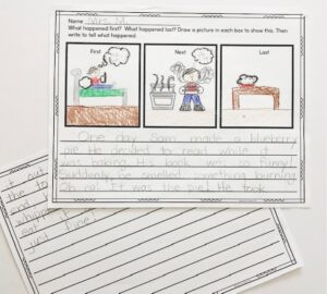 teacher example of fall story writing activity