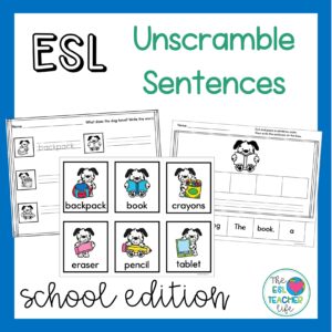 TPT resource cover - school unscramble sentences