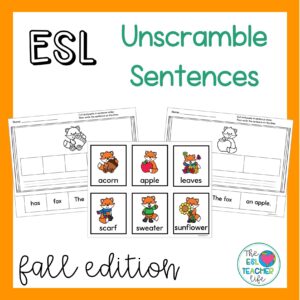 TPT cover of fall unscramble sentences