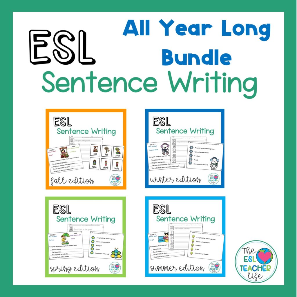 cover of all year long sentence writing bundle from TPT