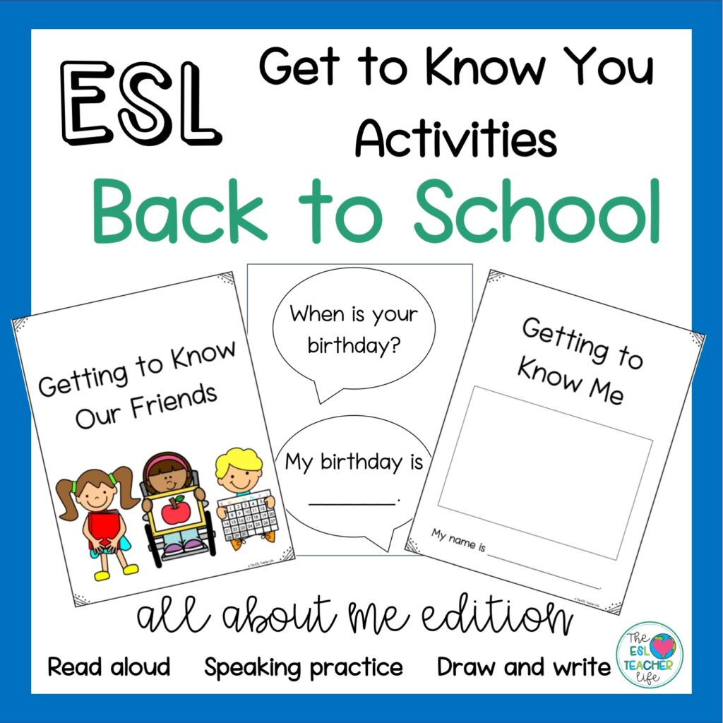 cover page of ESL back to school getting to know you activities resource
