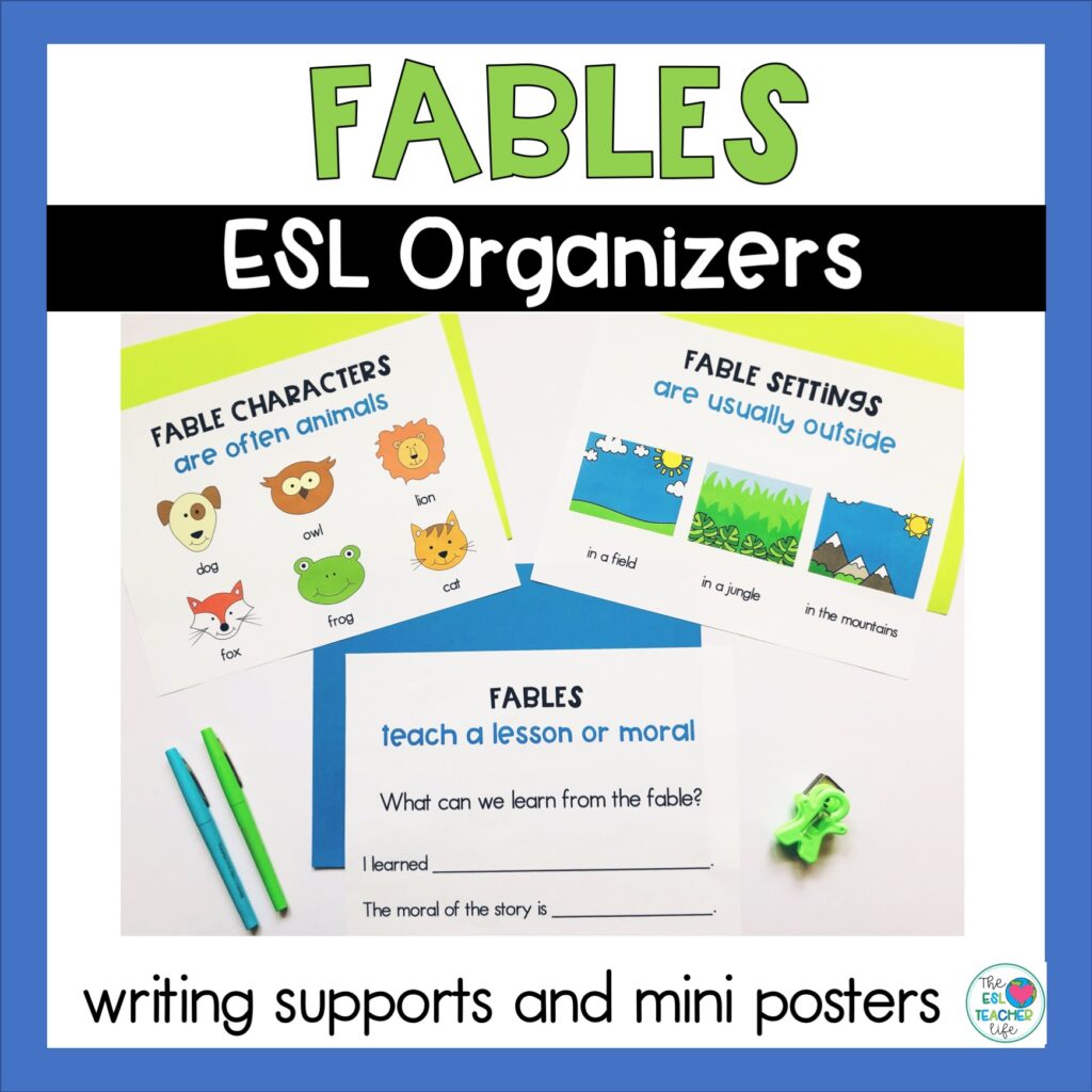 cover of TPT fables resource for teaching fables in ESL