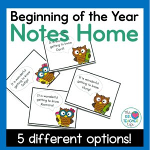 cover of a TPT beginning of the year notes home resource