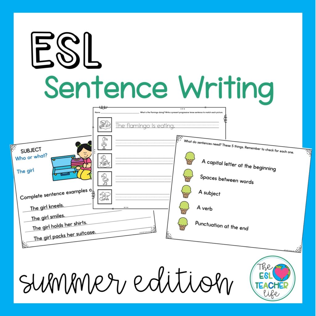 summer resource for sentence writing