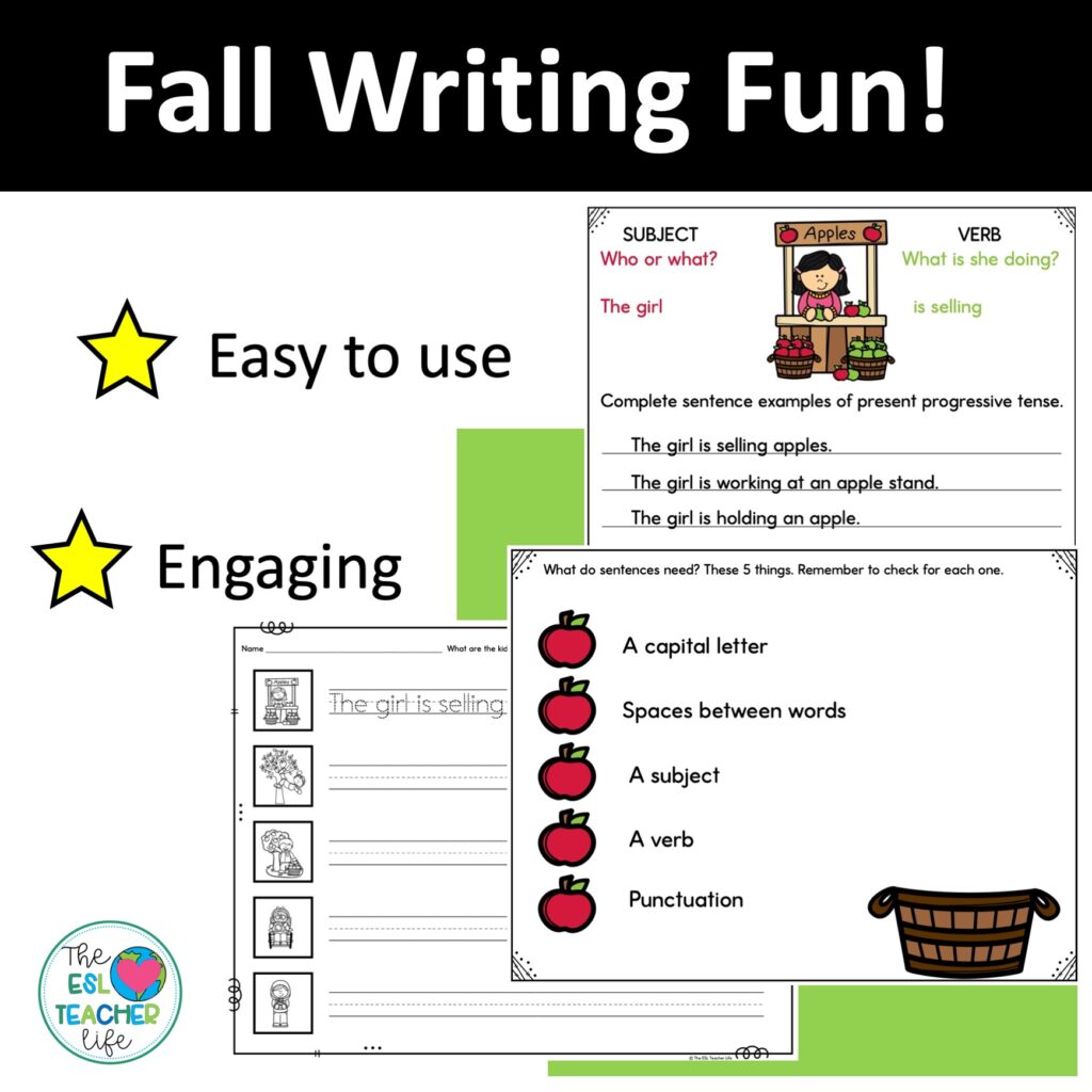 easy to use, engaging fall source with worksheet examples