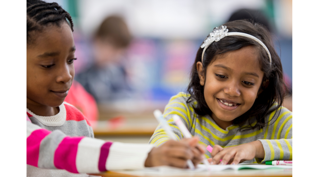 stock photo of two students drawing