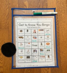 Back to school bingo game