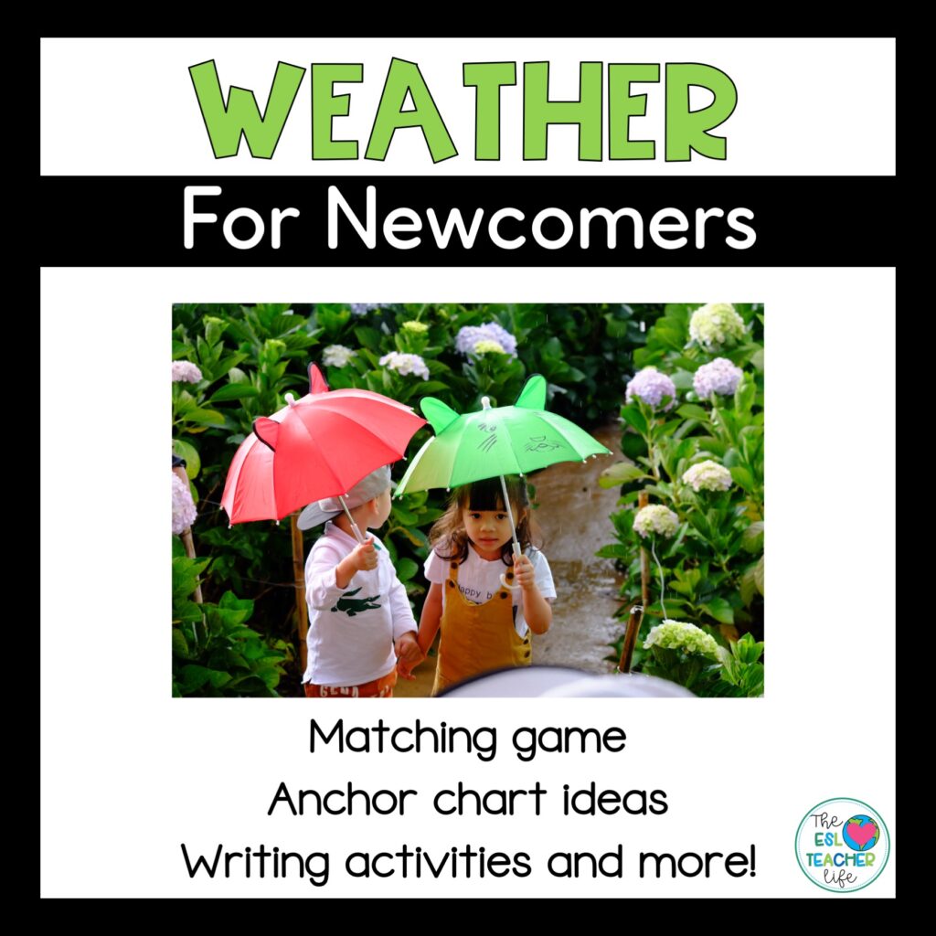 cover of weather activities for Newcomers resource on TPT