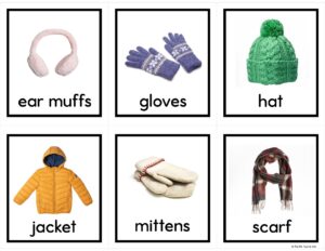 ESL newcomer activities visuals of clothing items and their names