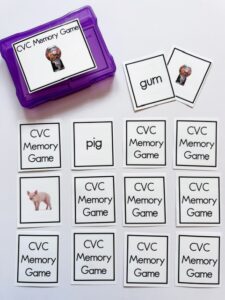 cvc memory match vocabulary game cards as one example of matching games for ESL
