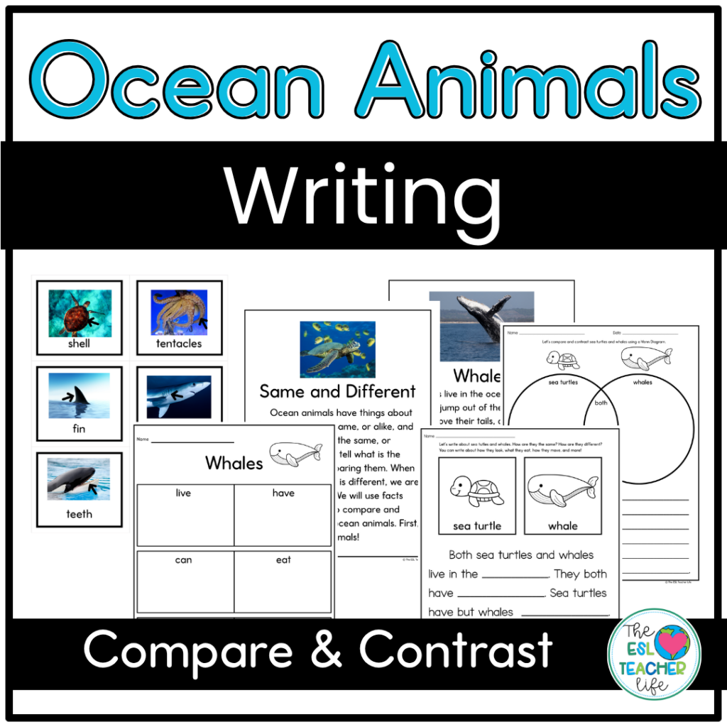 compared contrast writing activities for ESL ocean animal habitat on TPT