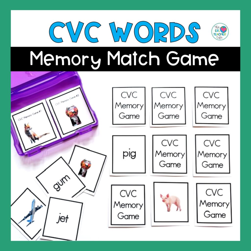 CVC words matching game with real photos cover of resource on TPT